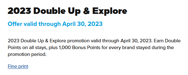 2023 Double Up & Explore Offer from Hilton