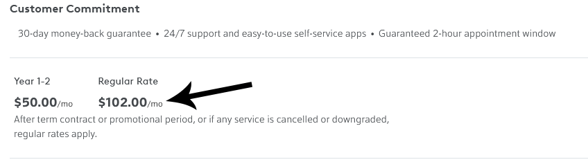 New Customer Deal, notice the pricing doubles after the contract.